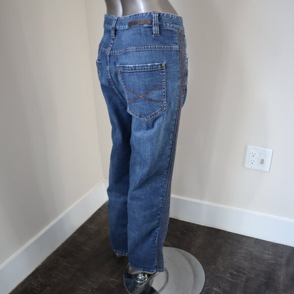 Brunello Cucinelli Jeans Monili Track Blue Denim Wide Leg Relaxed 32x28 Size 6 - Picture 6 of 13